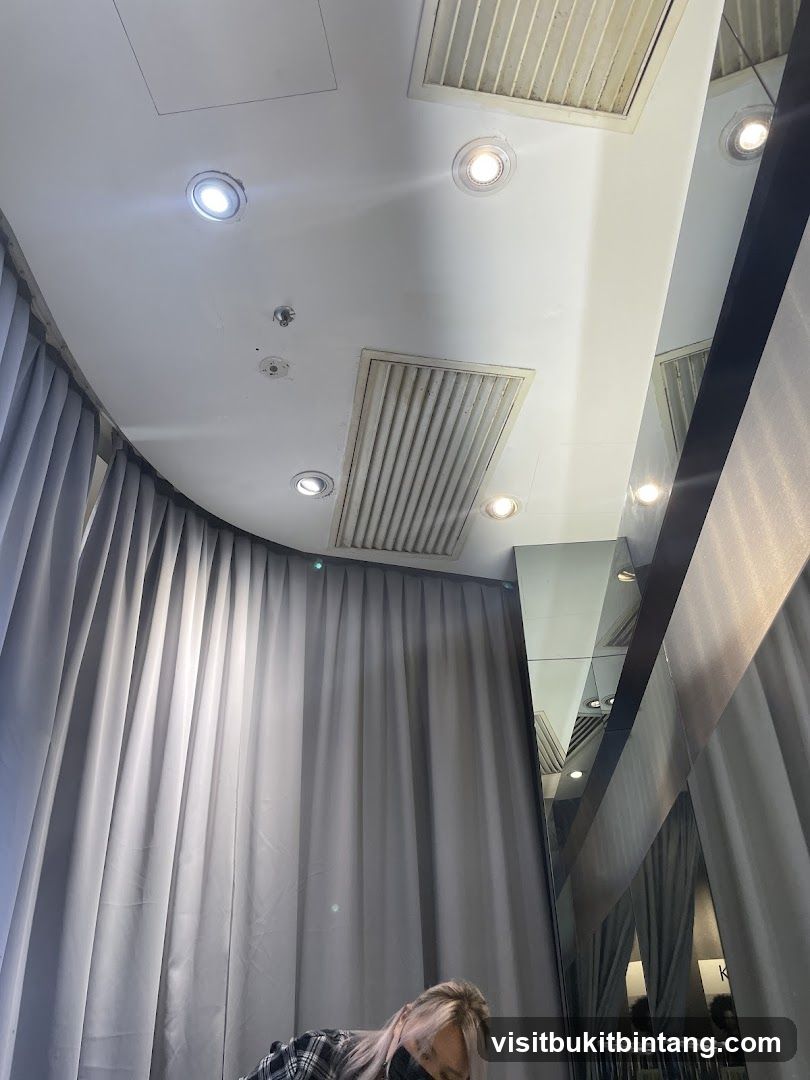 Interior of a store with curtains and mirrors