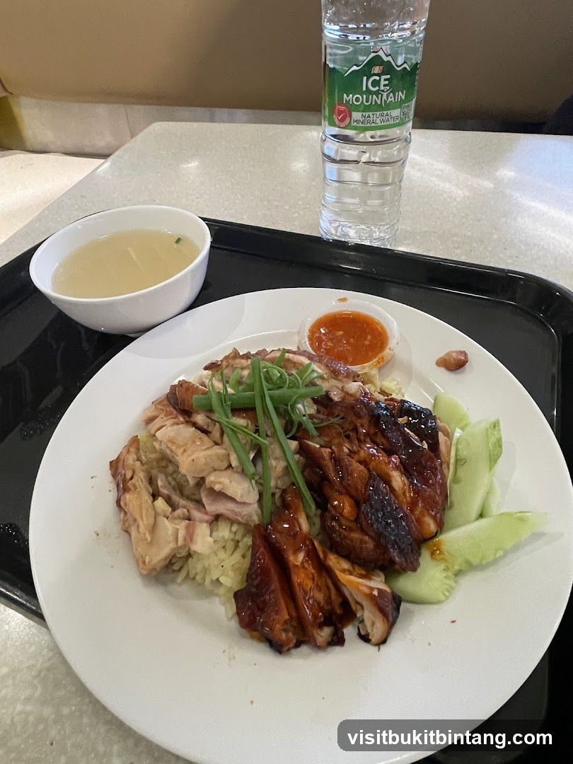 Chicken Rice with Soup and Water