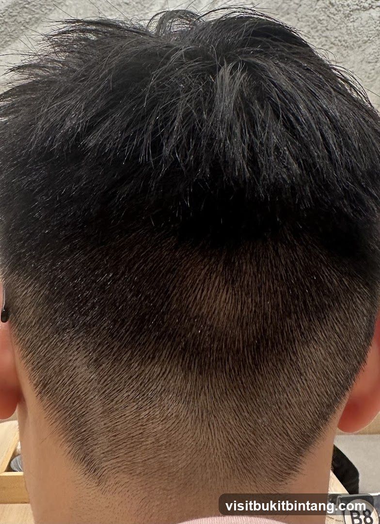 Close-up of a man's haircut