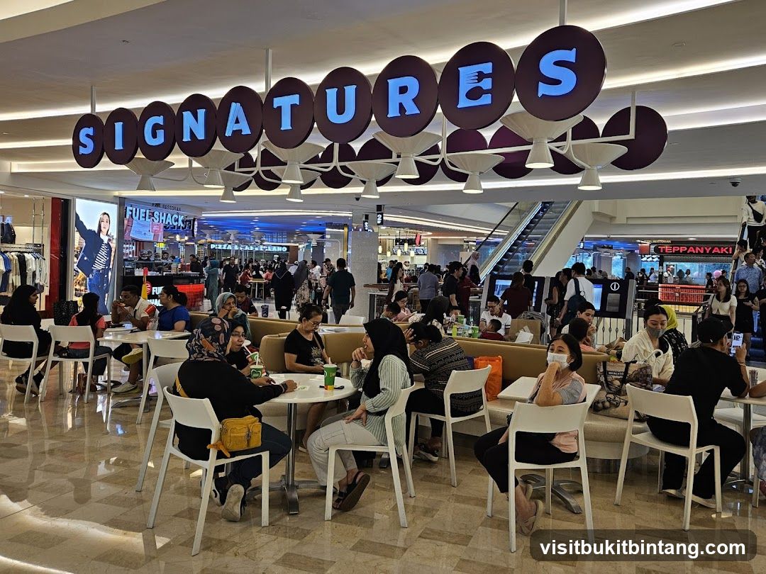 Food court with seating area