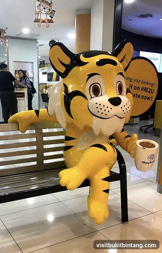 Tiger mascot with coffee cup