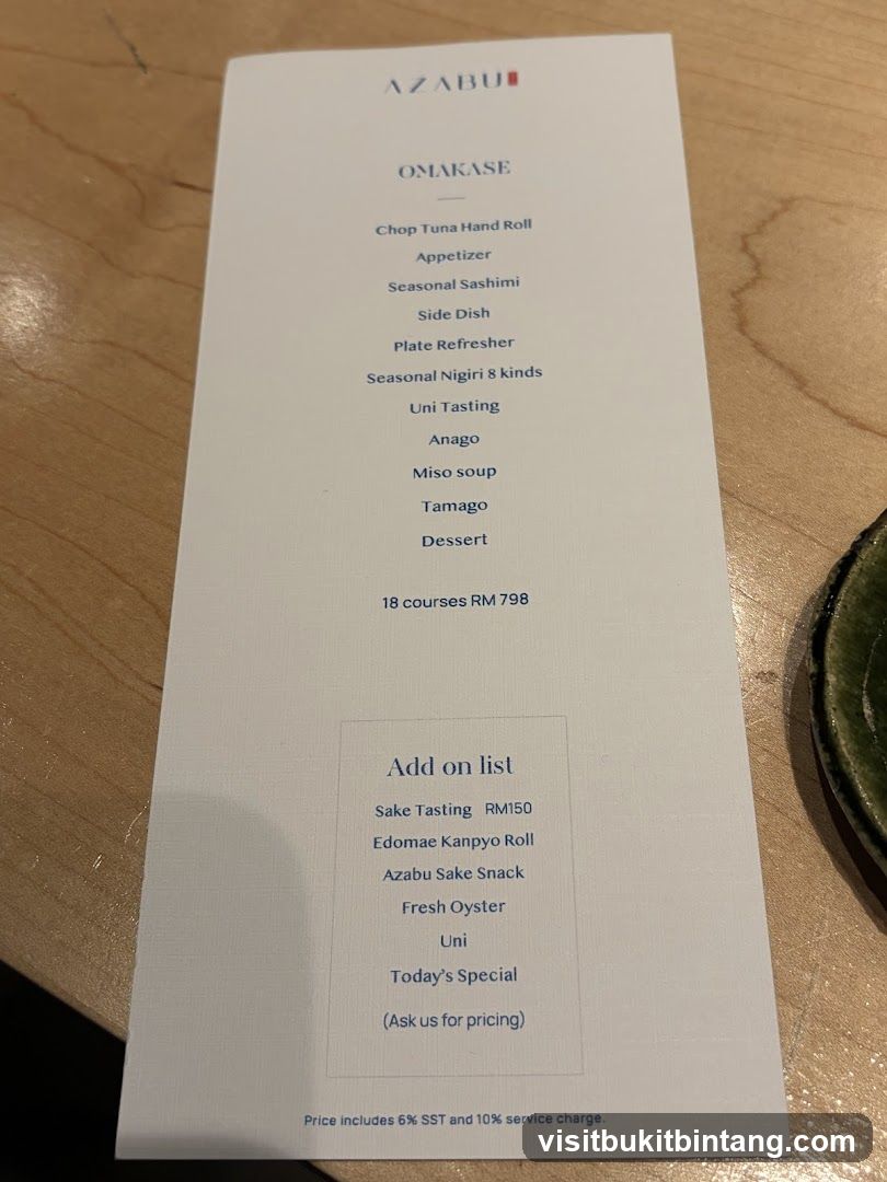 Omakase Menu