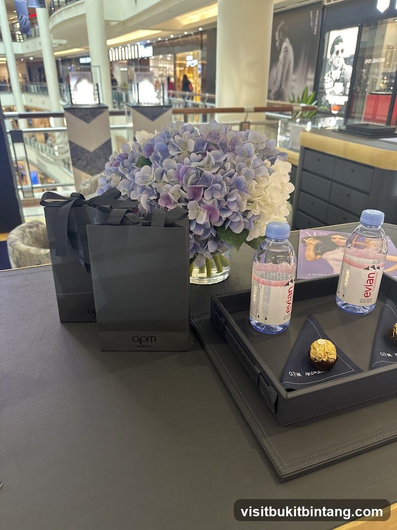 Shopping bags and refreshments at a store