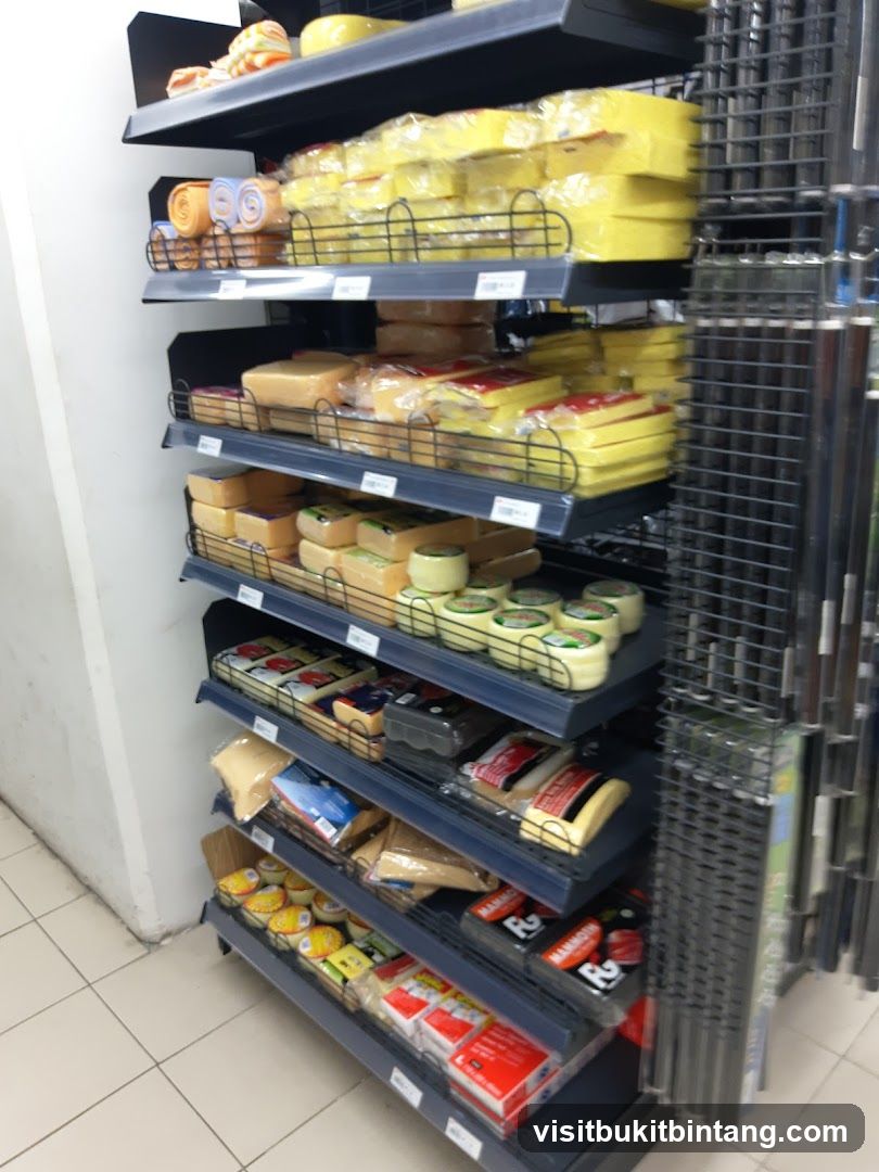 Shelves of Packaged Cheese