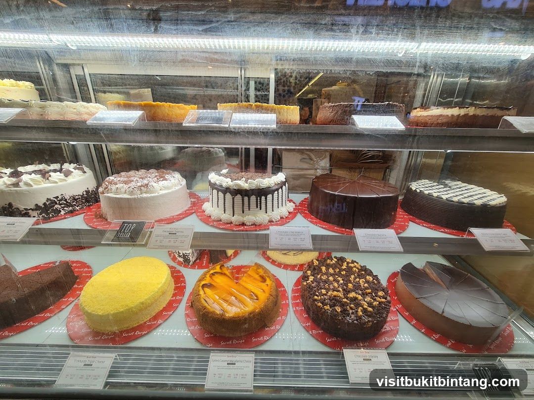 Cakes in a Display Case