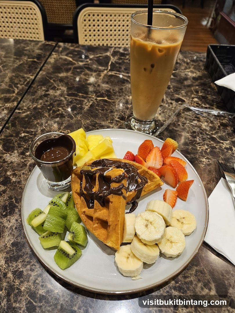 Waffle with Fruit and Coffee
