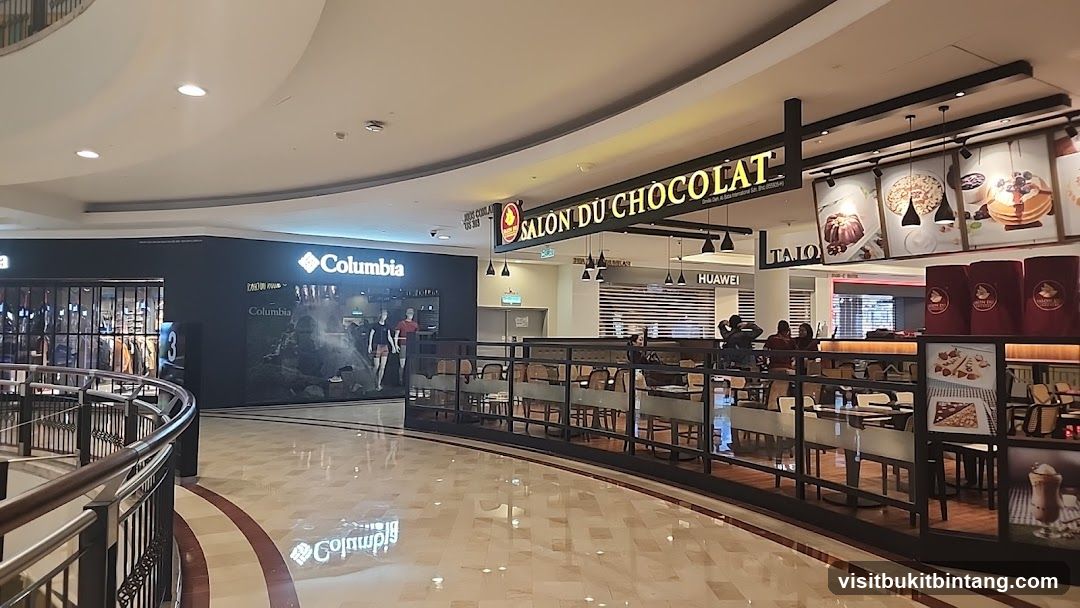 Indoor shopping mall with storefronts