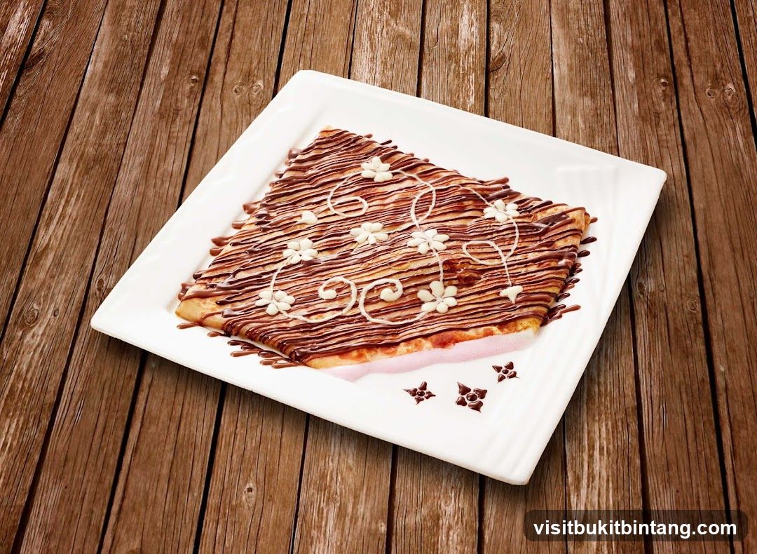 Chocolate and White Chocolate Drizzled Crepe
