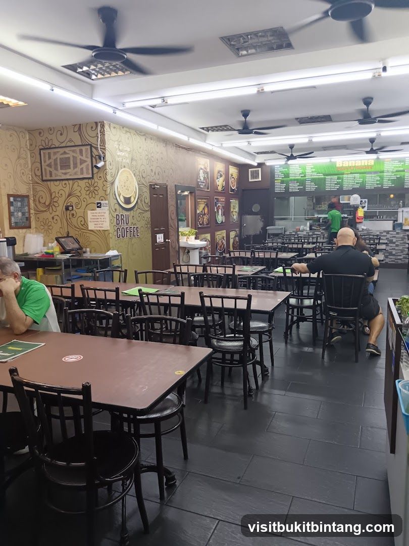 Restaurant Interior with Seating and Menu Board