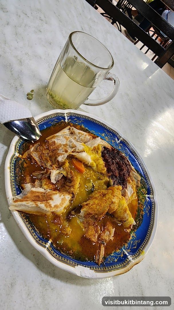 Roti Canai with Curry and Drink