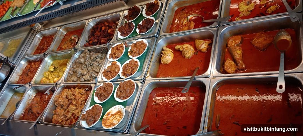 Buffet Display of Curries and Meats