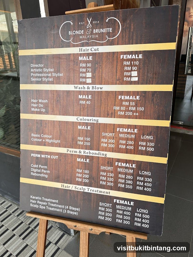 Blonde & Brunette Malaysia Menu