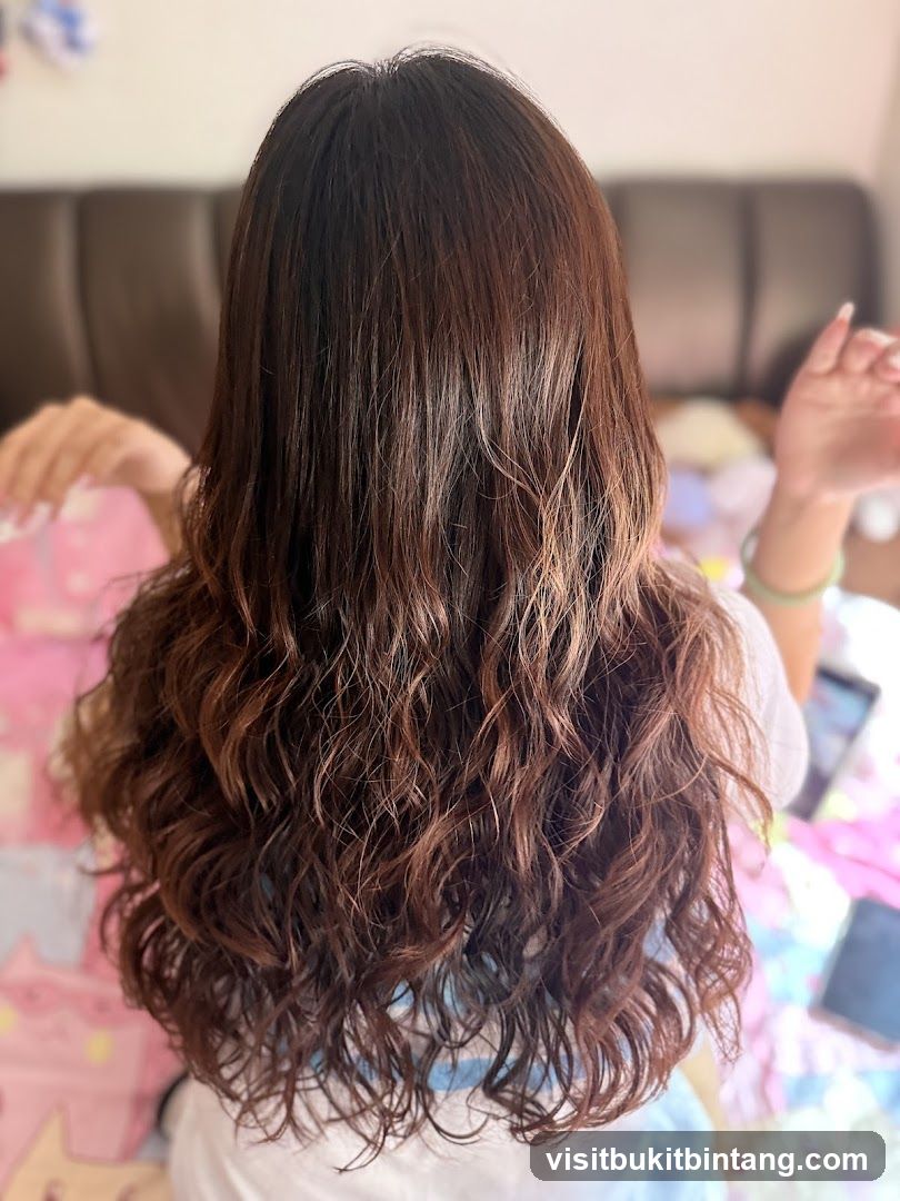 Woman's long wavy brown hair