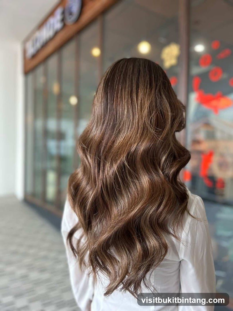 Woman with long wavy brown hair
