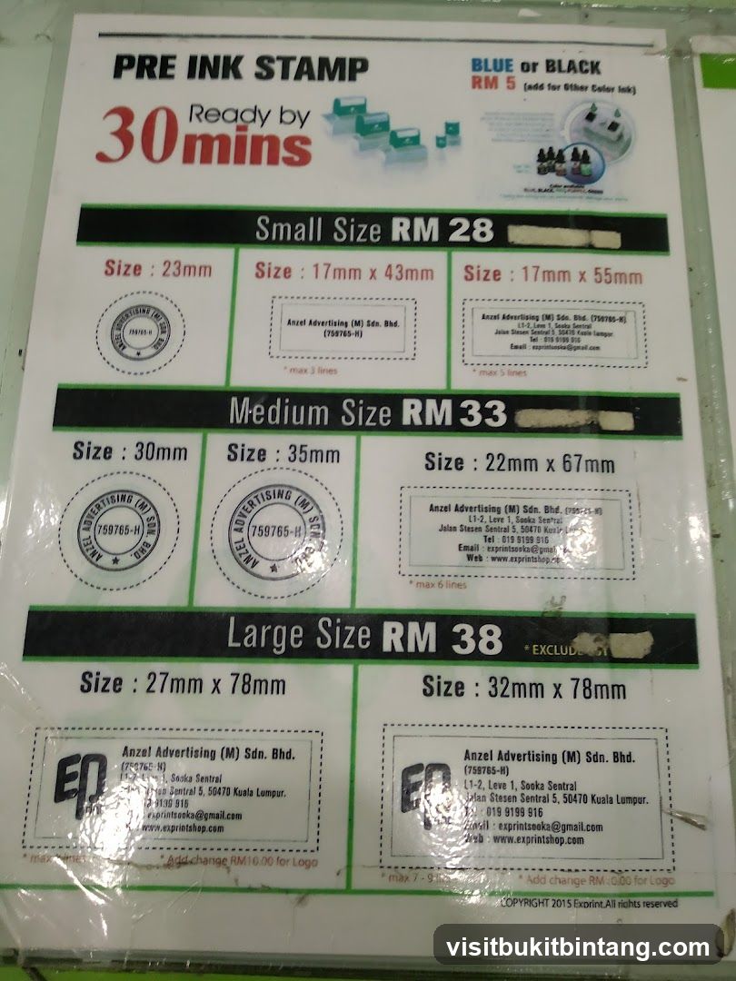 Pre Ink Stamp Pricing
