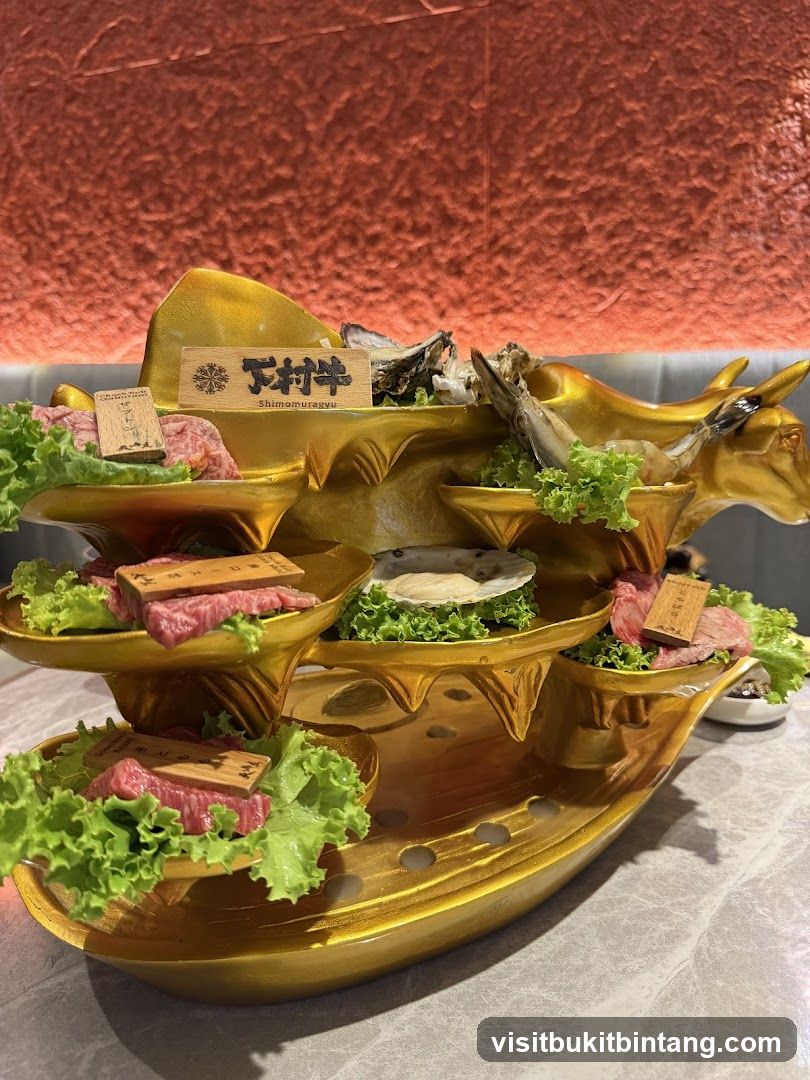 Golden Platter with Beef and Seafood