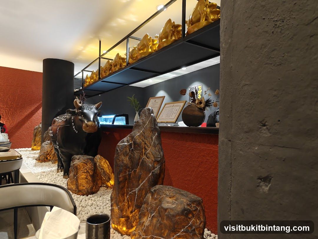 Restaurant Interior with Bull Statue