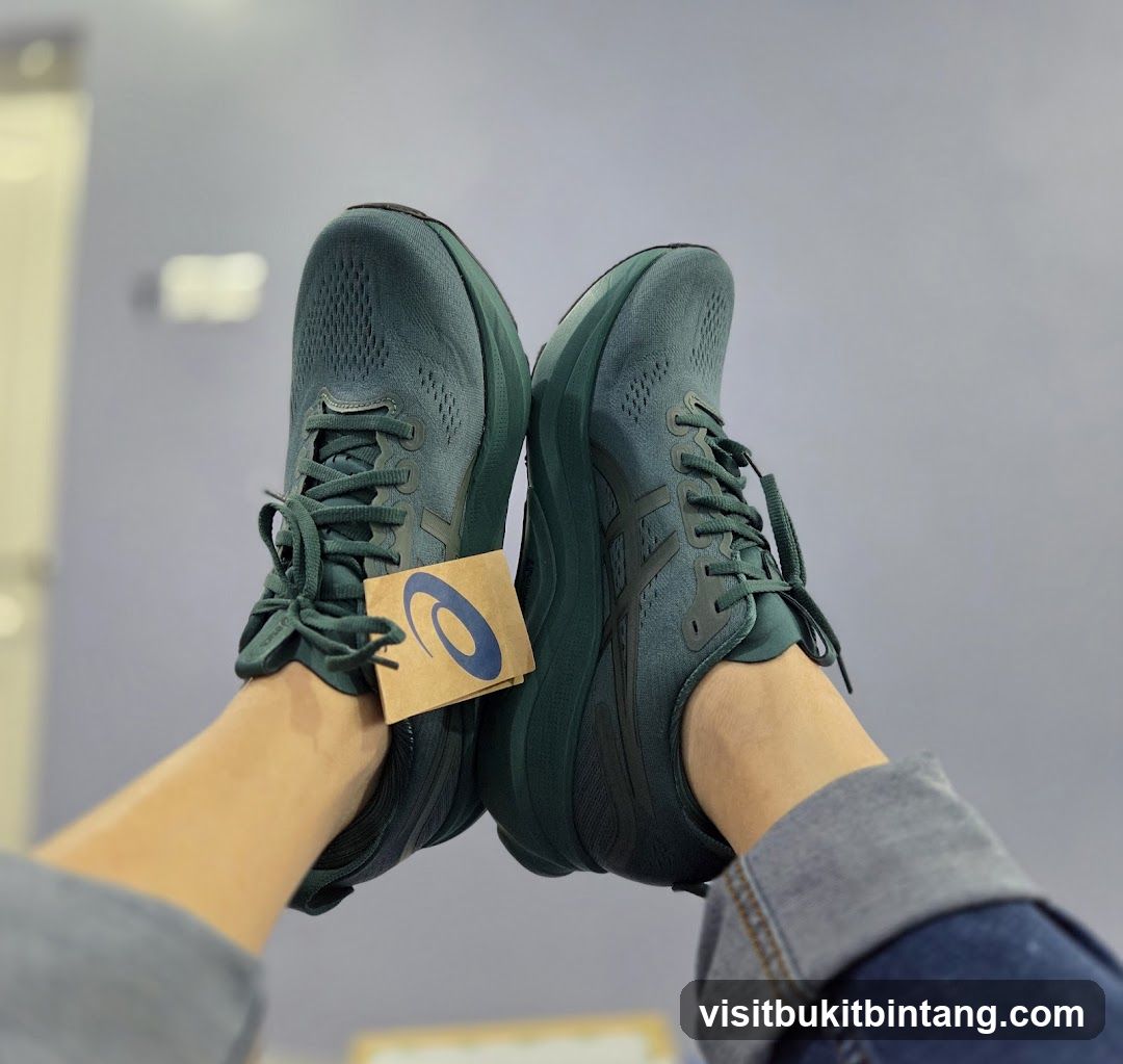Green ASICS Running Shoes