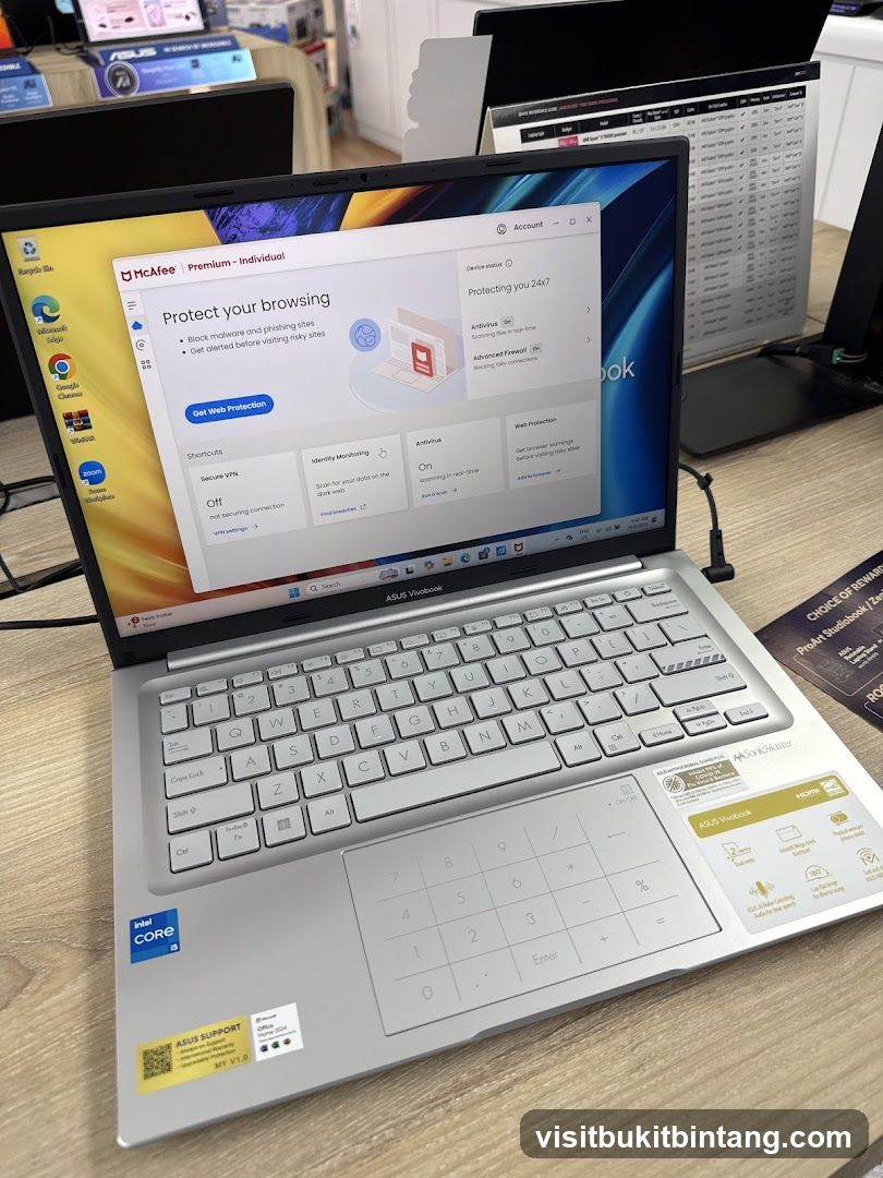 ASUS Vivobook Laptop with McAfee Security Software
