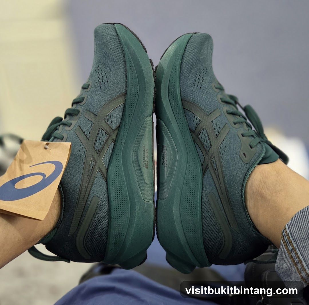Green ASICS Running Shoes
