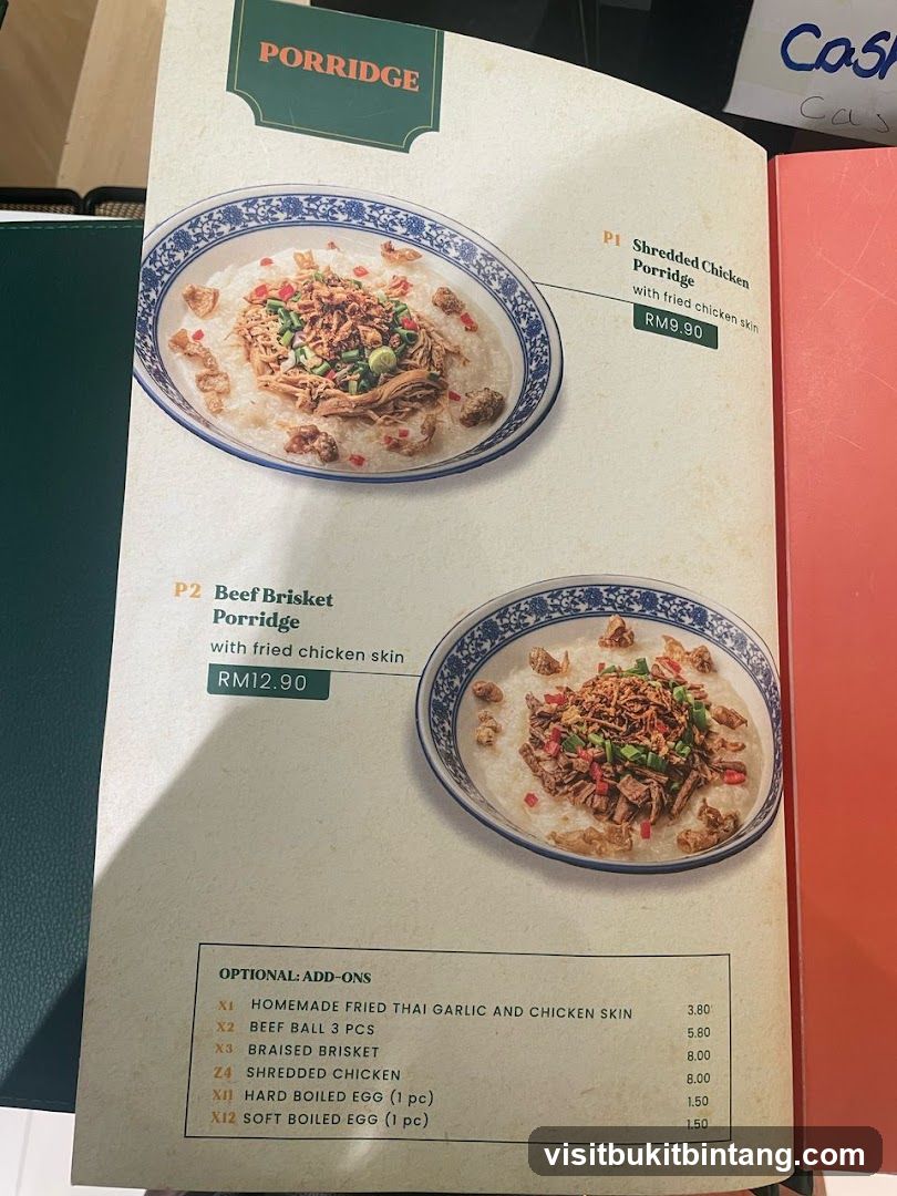Porridge Menu
