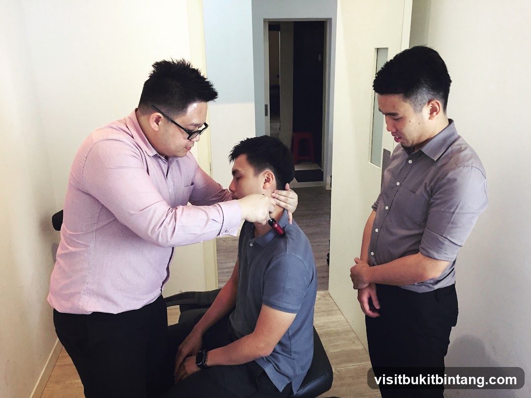 Therapist performing neck adjustment