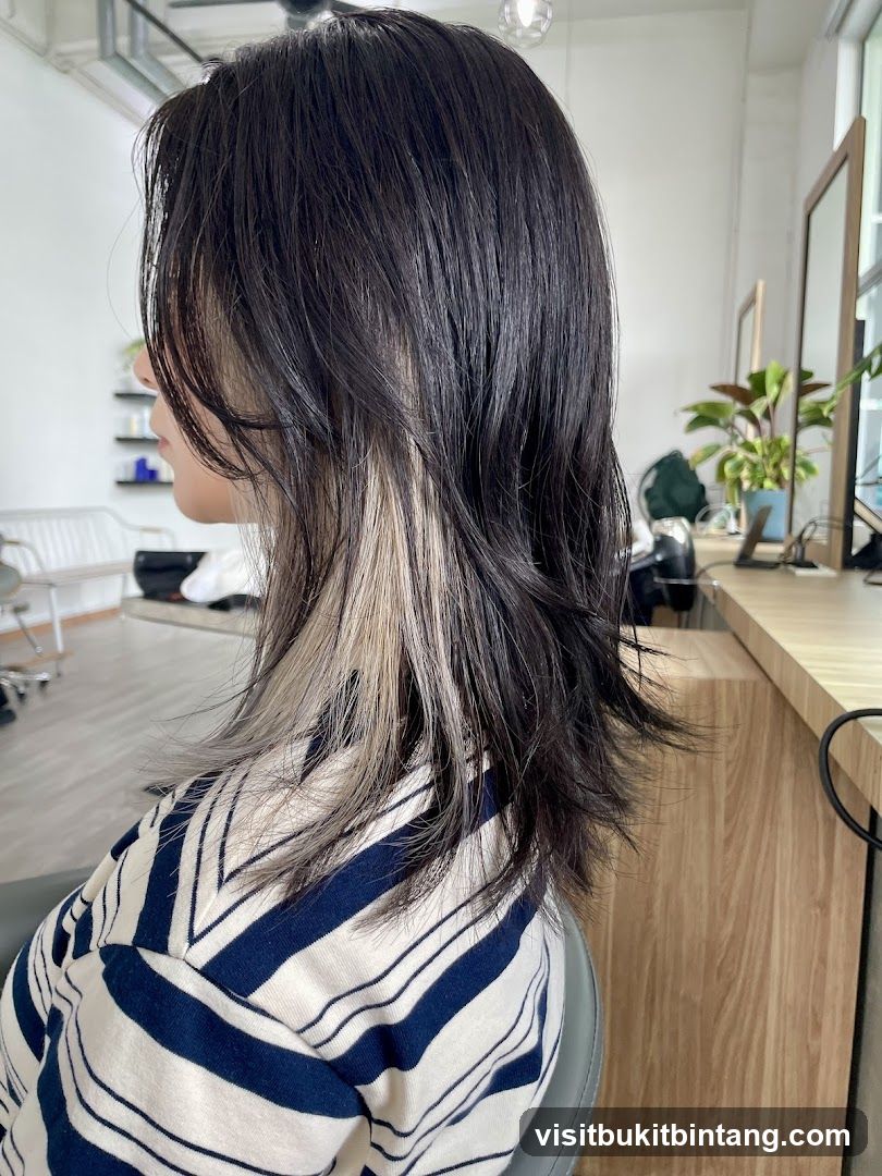 Woman with Dark Hair with Blonde Highlights