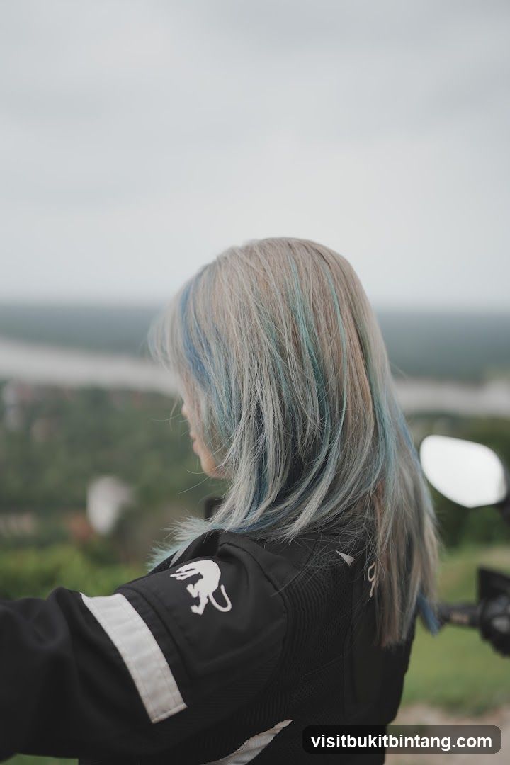 Woman with Blue Streaks in Hair