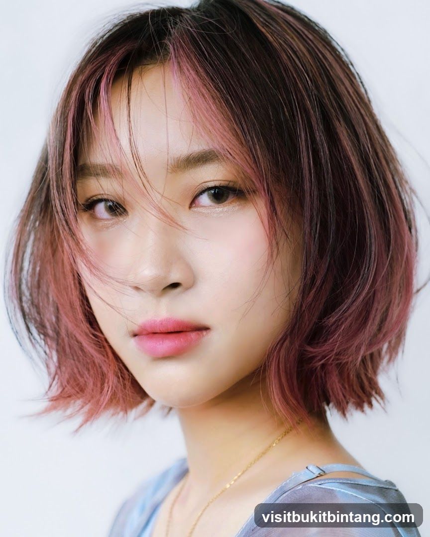 Woman with pink-tinted hair