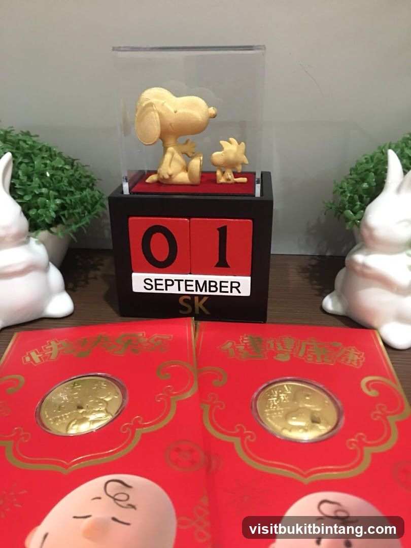 Snoopy and Woodstock Figurines with Commemorative Coins