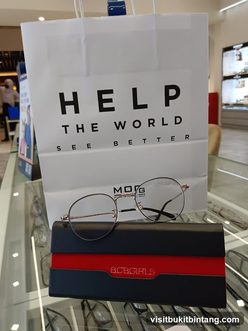 Eyeglasses and branded shopping bag
