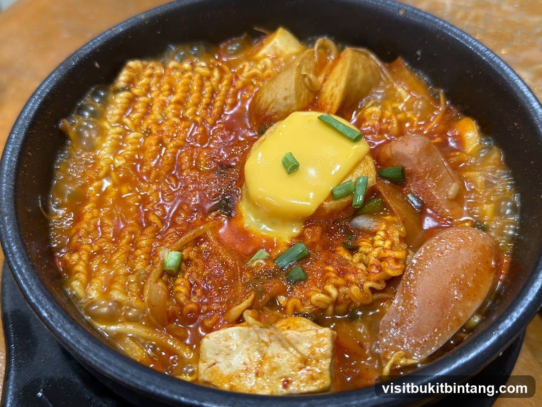 Korean Stew with Noodles and Cheese