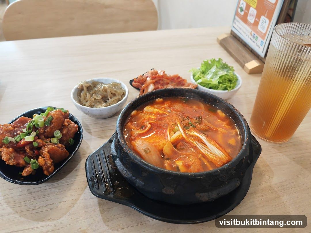 Korean Meal with Fried Chicken and Soup