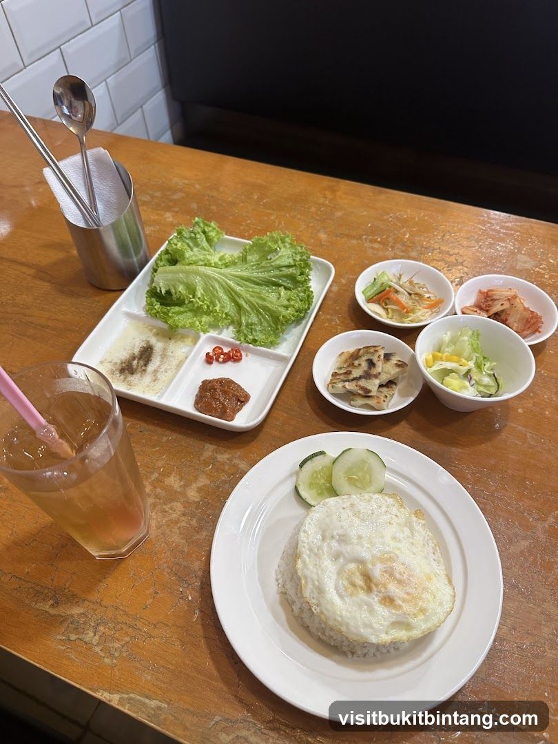 Korean Meal with Rice and Sides