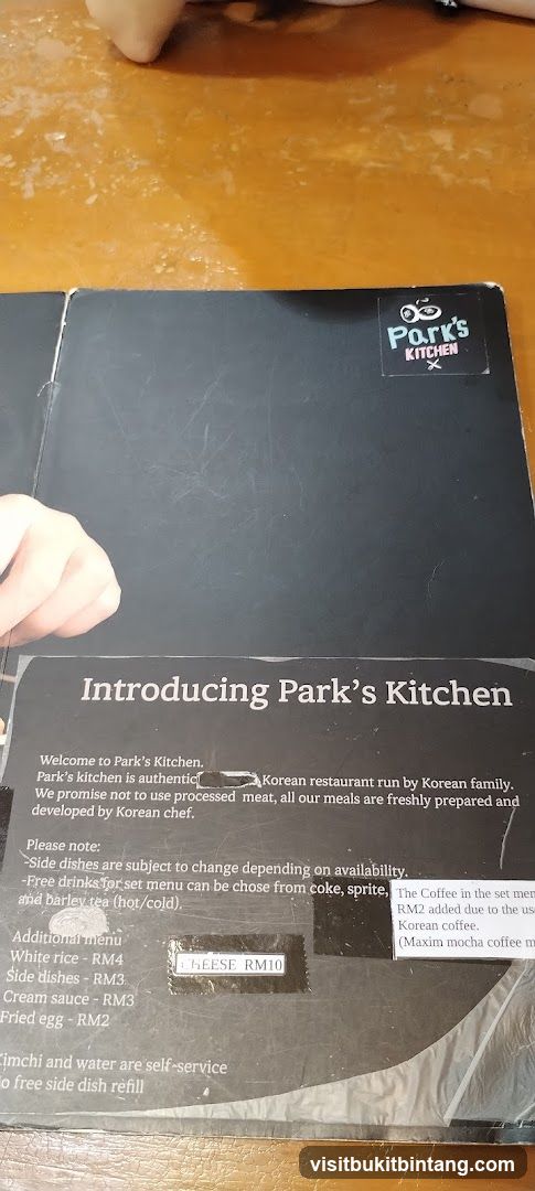 Park's Kitchen Menu