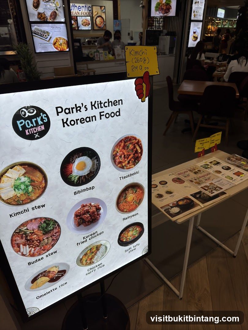 Park's Kitchen Korean Food Menu