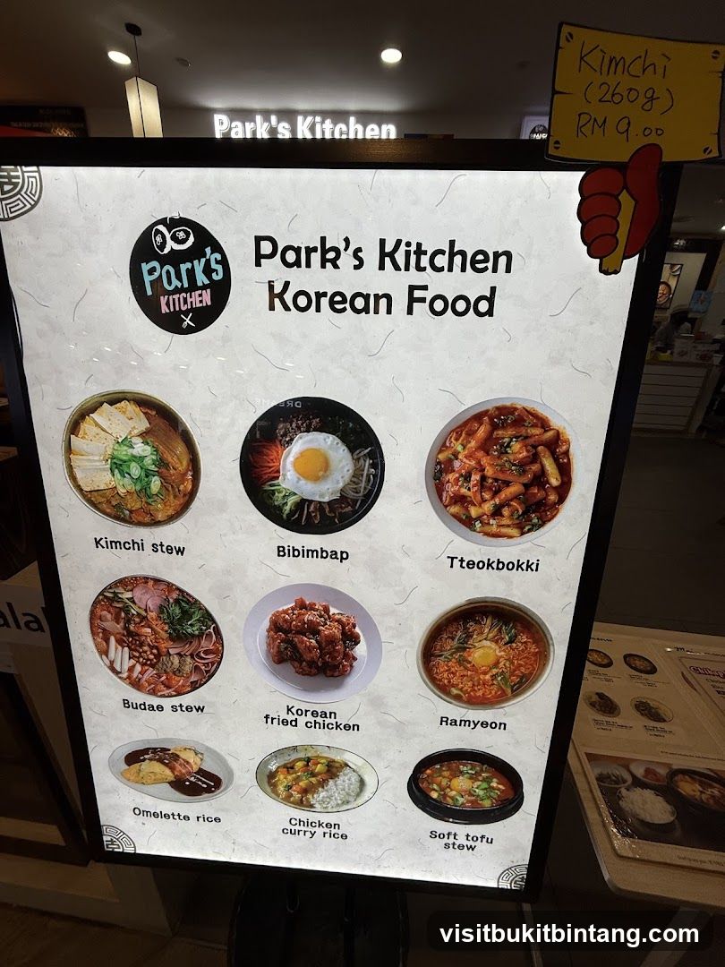 Park's Kitchen Korean Food Menu