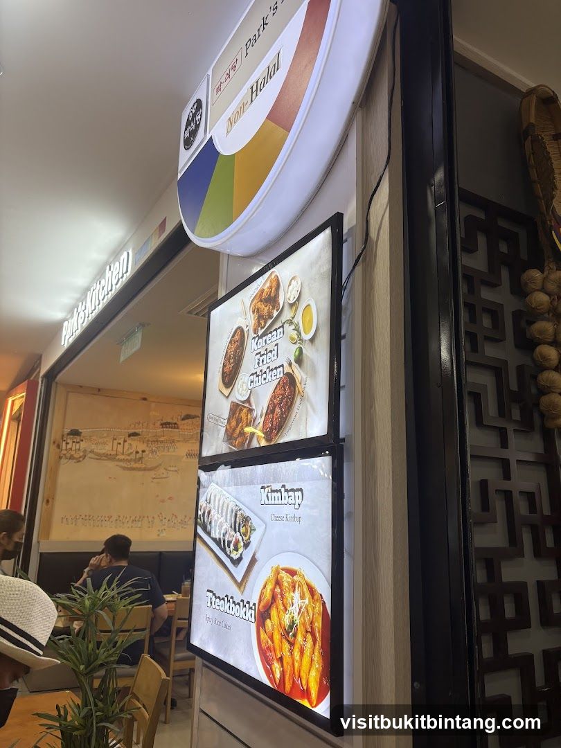 Park's Kitchen Menu Display
