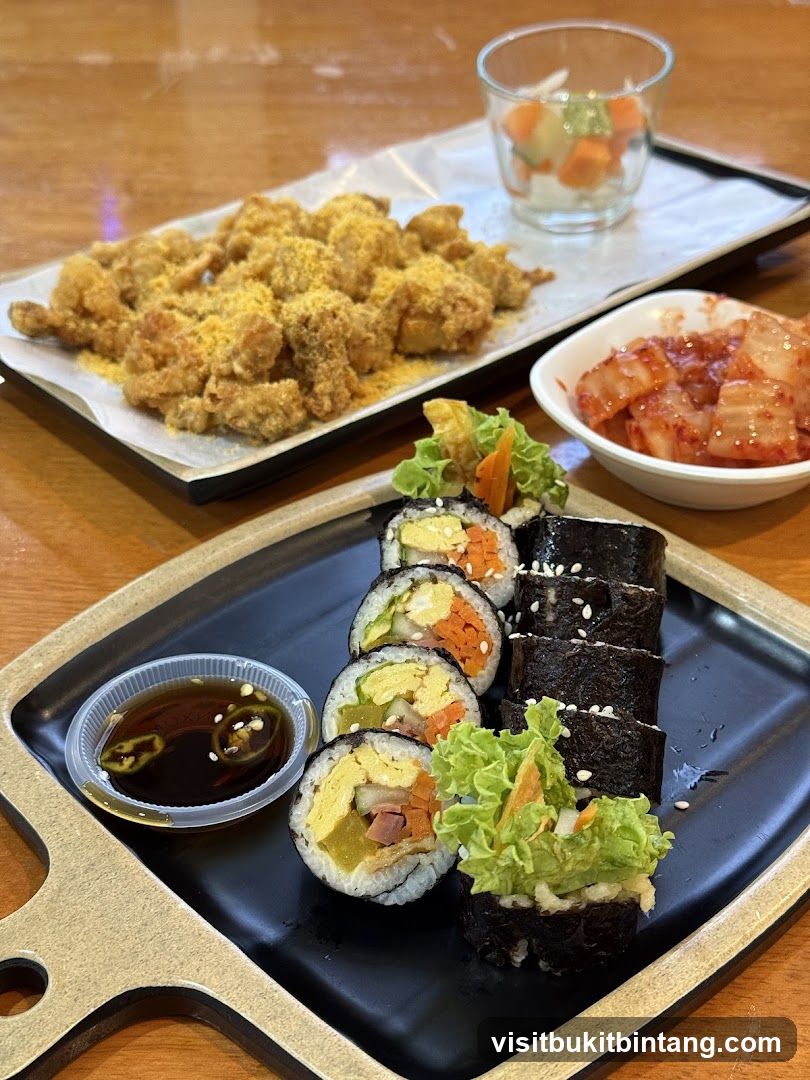 Korean Fried Chicken and Kimbap