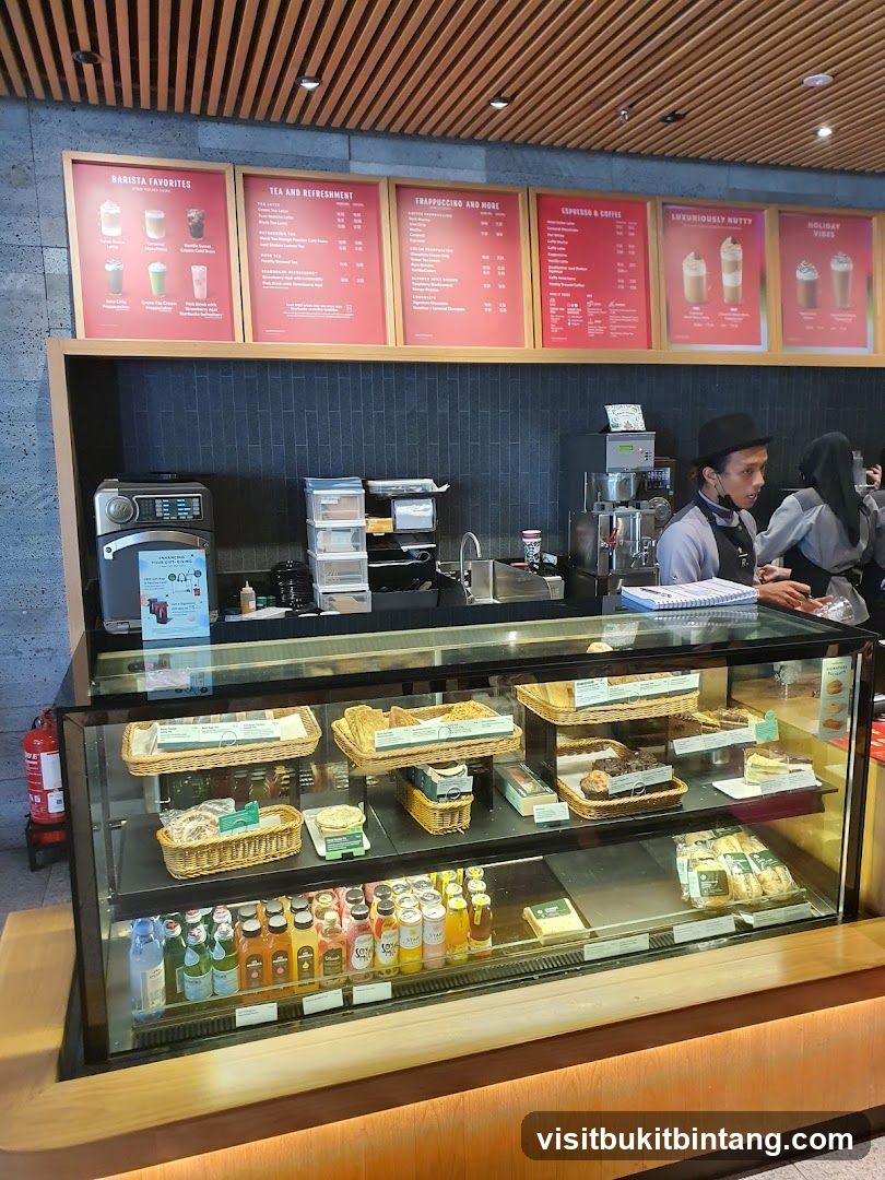 Cafe Counter with Pastries and Drinks