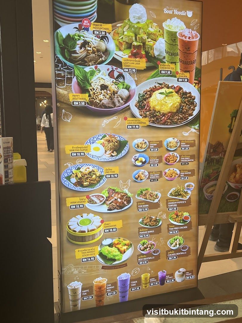 Boat Noodle Menu