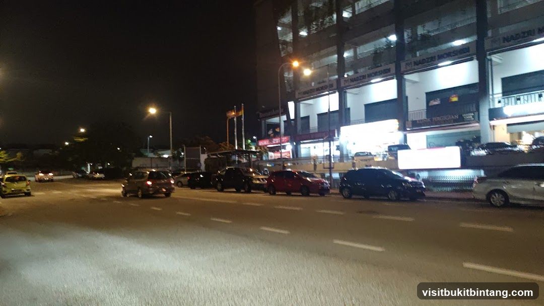 Street Scene at Night with Shops