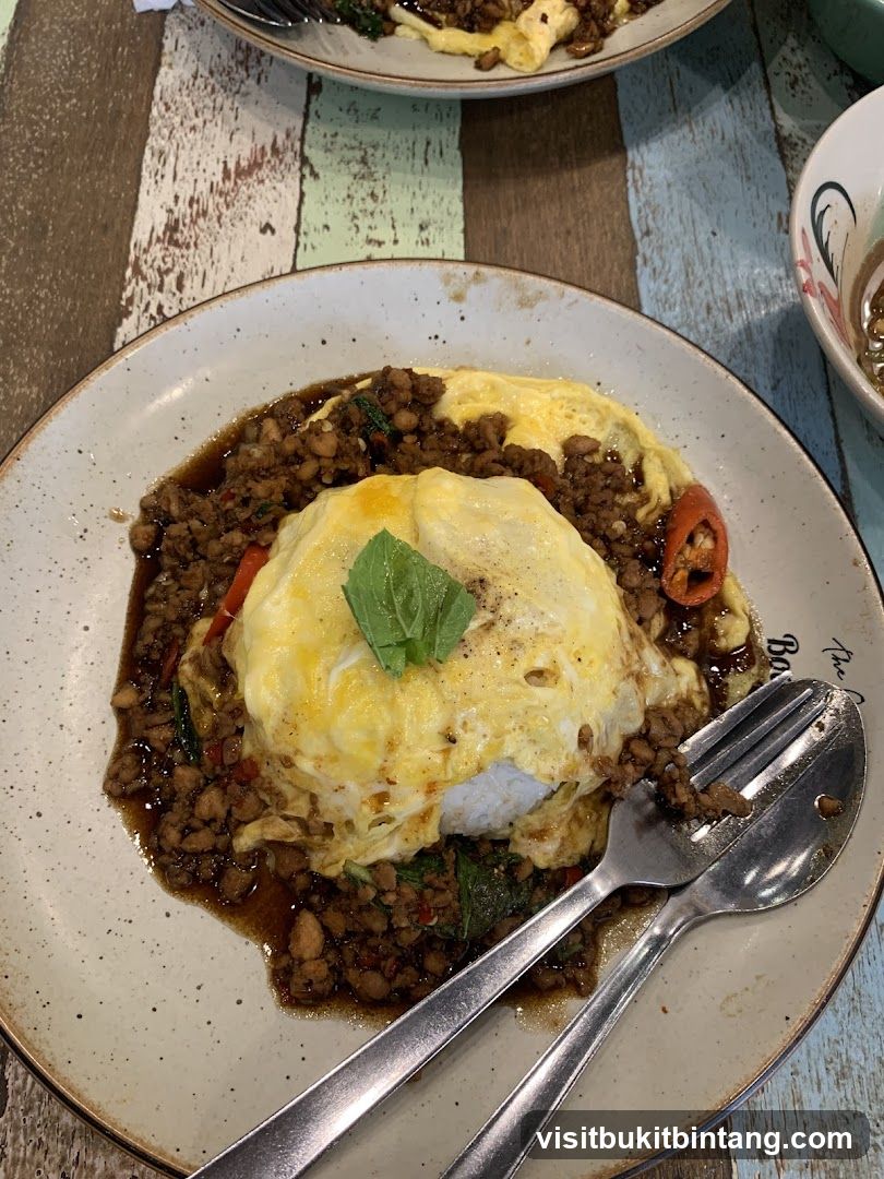 Thai Basil Stir-fry with Omelet and Rice