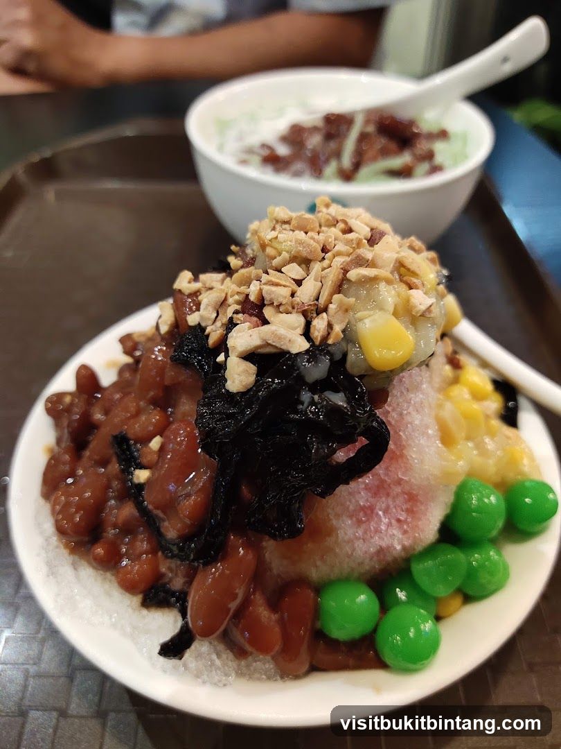 Dessert with Red Beans and Green Spheres