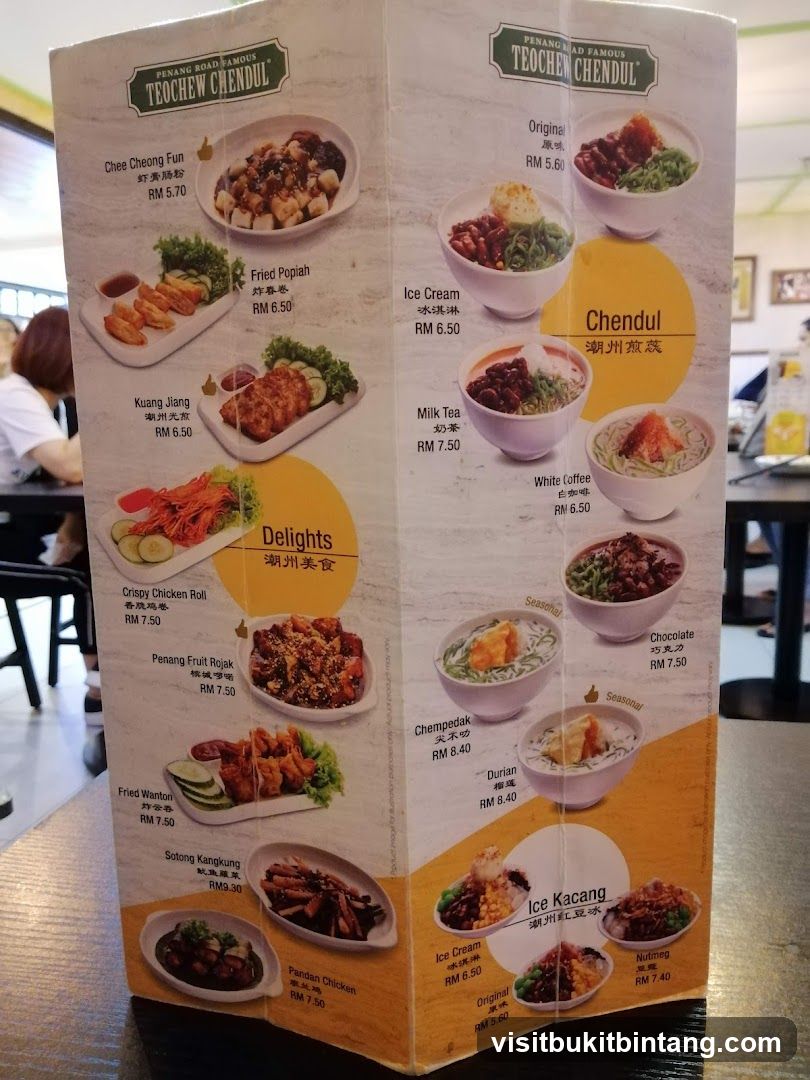 Penang Road Famous Teochew Chendul Menu