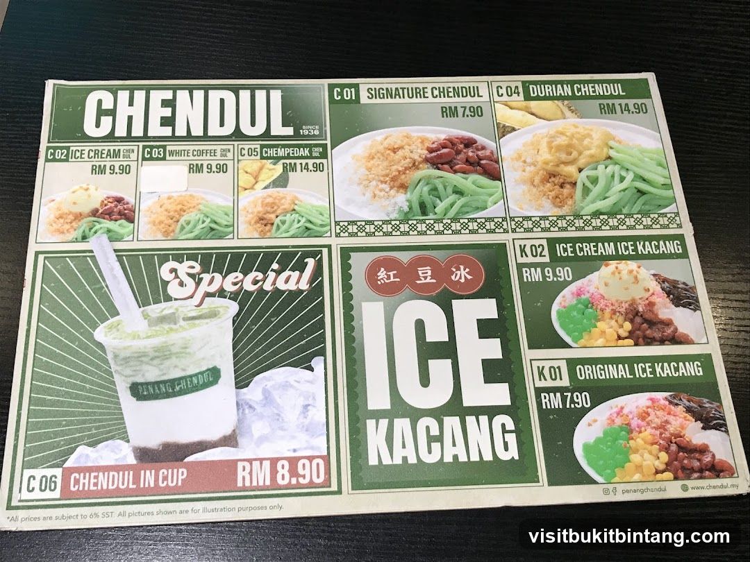 Chendul & Ice Kacang Menu