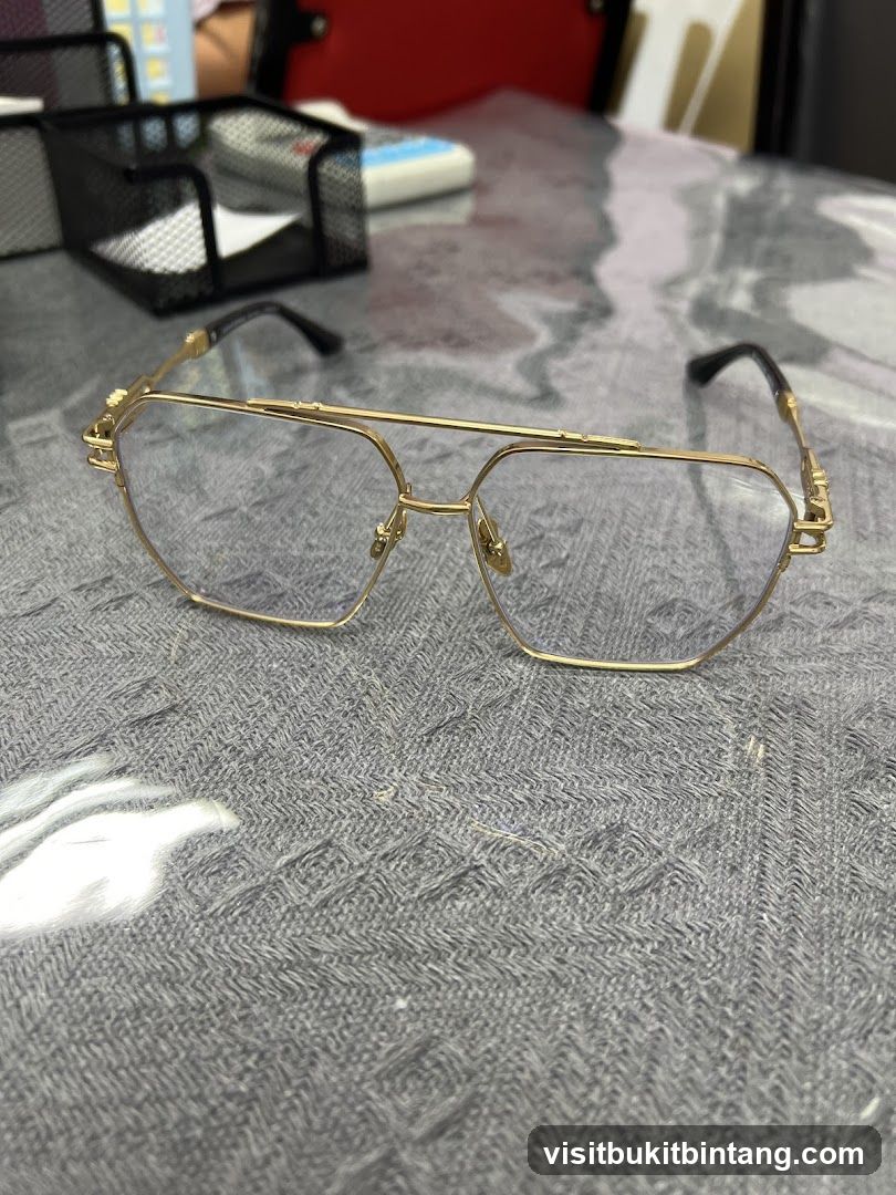Gold-rimmed glasses