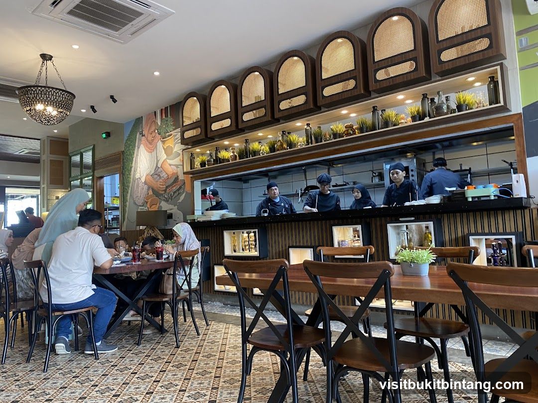Restaurant Interior with Open Kitchen