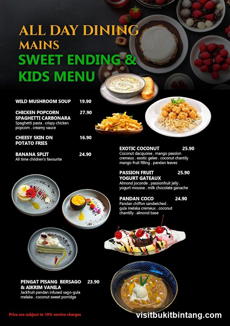 All Day Dining Mains Sweet Ending & Kids Menu