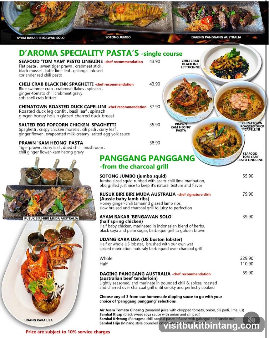 D'AROMA SPECIALITY PASTA'S -single course